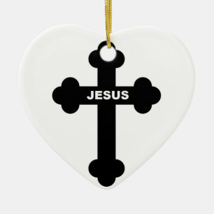 JESUS CROSS CERAMIC TREE DECORATION