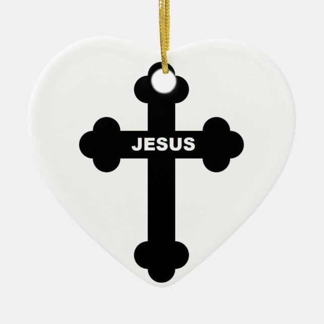 JESUS CROSS CERAMIC TREE DECORATION (Front)