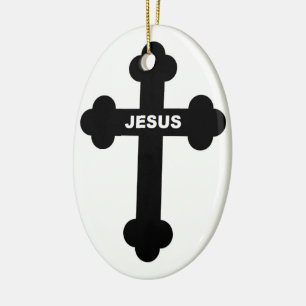 JESUS CROSS CERAMIC TREE DECORATION