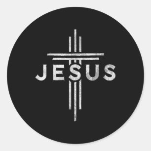 Jesus Cross Christ Christian Vintage Jesus Cross Classic Round Sticker