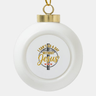 Jesus Cross Christian Typography Shirt Design_1 Ceramic Ball Christmas Ornament