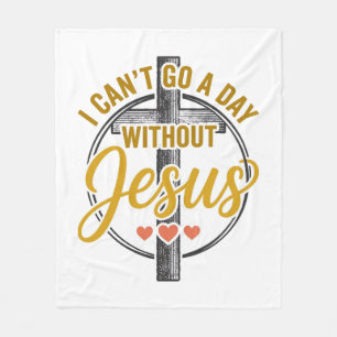 Jesus Cross Christian Typography Shirt Design_1 Fleece Blanket