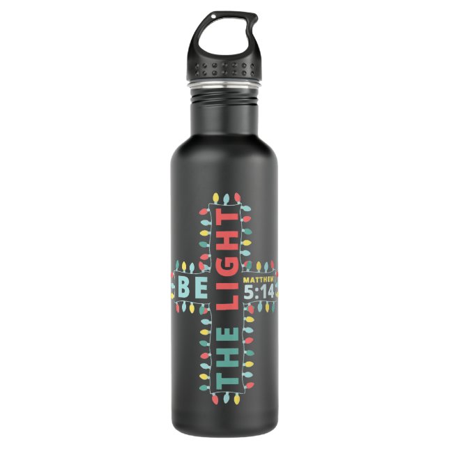 Jesus Cross Christmas Lights Matthew 514 Christian 710 Ml Water Bottle (Front)