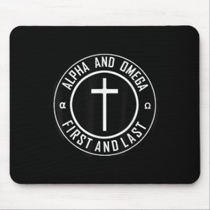 Jesus Cross Circle Funny Alpha And Omega - First A Mouse Mat