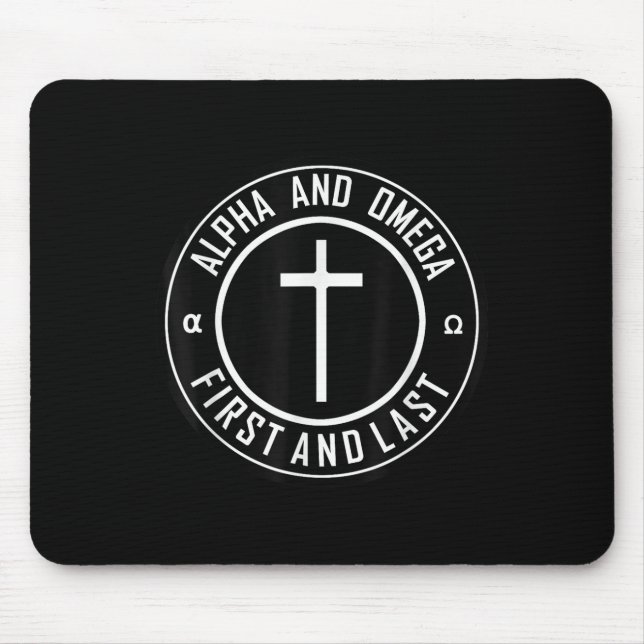 Jesus Cross Circle Funny Alpha And Omega - First A Mouse Mat (Front)