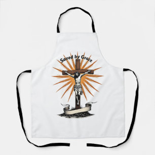 Jesus Cross Faith Vintage Engraving Christian Shir Apron