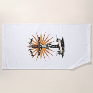 Jesus Cross Faith Vintage Engraving Christian Shir Beach Towel