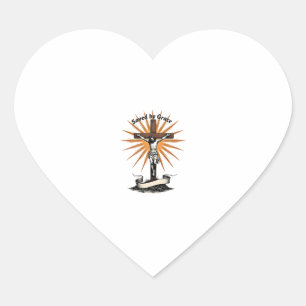 Jesus Cross Faith Vintage Engraving Christian Shir Heart Sticker