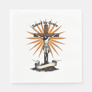 Jesus Cross Faith Vintage Engraving Christian Shir Napkin