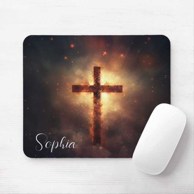 Jesus Cross Glow Jesus Faith Christian Custom Mouse Mat (With Mouse)