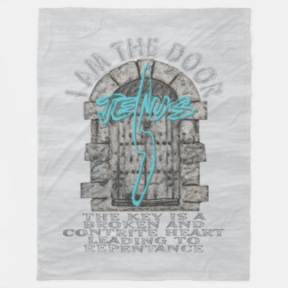 Jesus Cross Guarding a DoorT-Shirt Fleece Blanket