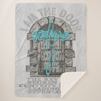 Jesus Cross Guarding a DoorT-Shirt Sherpa Blanket