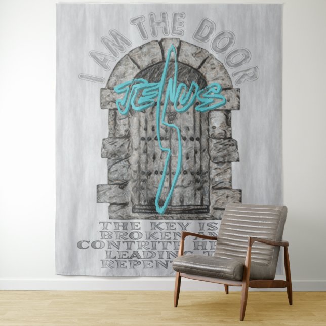 Jesus Cross Guarding a DoorT-Shirt Tapestry (In Situ)