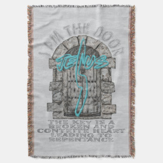 Jesus Cross Guarding a DoorT-Shirt Throw Blanket