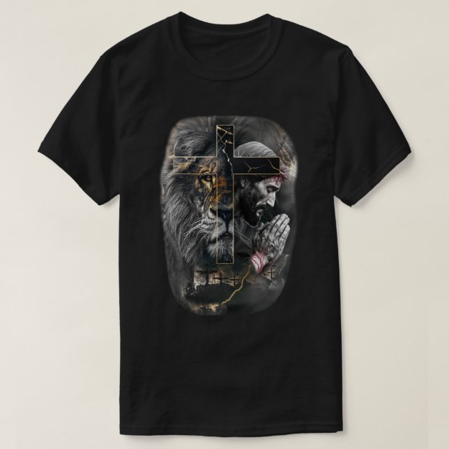 Jesus Cross Lion of Judah T-Shirt (Design Front)
