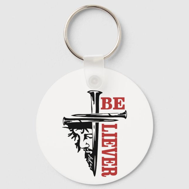 Jesus Cross Nail Design – Powerful Christian Key Ring (Front)