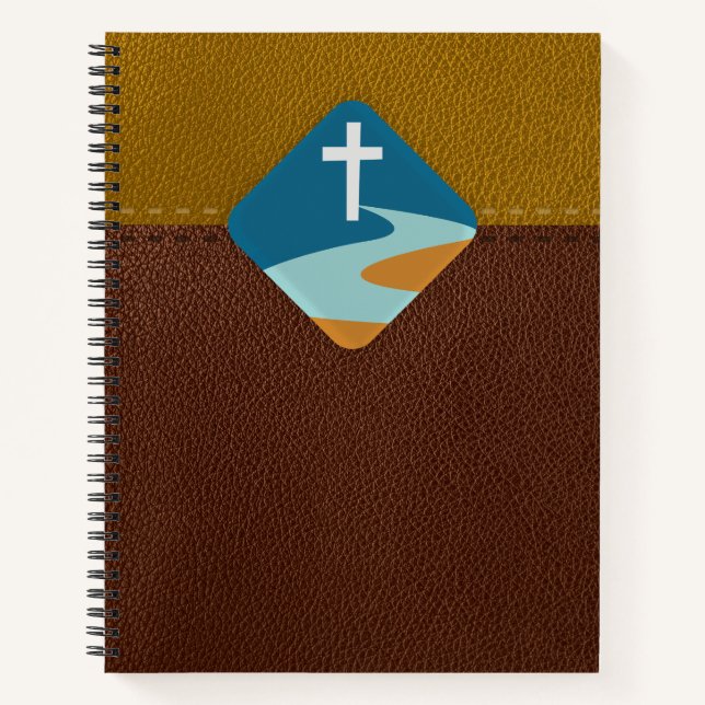 Jesus Cross on Leather Background Notebook for Men (Front)