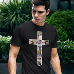 Jesus Cross Photo Collage T-Shirt<br><div class="desc">Urban religious black t-shirt featuring the cross of jesus christ made up of 12 personalised photos. Perfect for everyday wear or for a memorial service in memory of a loved one who has passed away! Photo tip: Crop your photos into squares before uploading ensuring subject is in the centre for...</div>