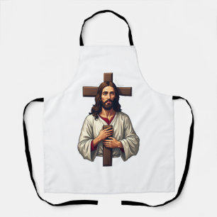 Jesus Cross Portrait Vintage Engraving Shirt 2 Apron