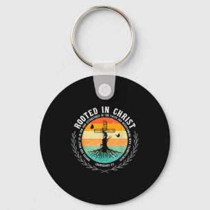 Jesus Cross Pray Bible Verse Christian Rooted In C Key Ring
