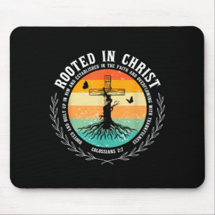 Jesus Cross Pray Bible Verse Christian Rooted In C Mouse Mat