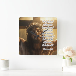 Jesus: Cross, Resurrection, Thessalonians  Square Wall Clock
