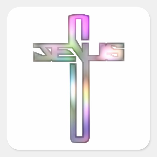 Jesus Cross Square Sticker (Front)