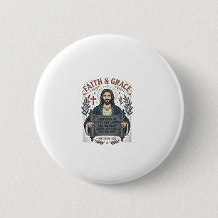 Jesus Cross Stitch Vintage Shirt Christian Graphic 6 Cm Round Badge