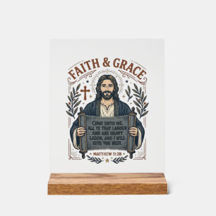 Jesus Cross Stitch Vintage Shirt Christian Graphic Acrylic Sign