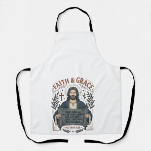 Jesus Cross Stitch Vintage Shirt Christian Graphic Apron