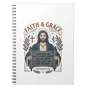 Jesus Cross Stitch Vintage Shirt Christian Graphic Notebook