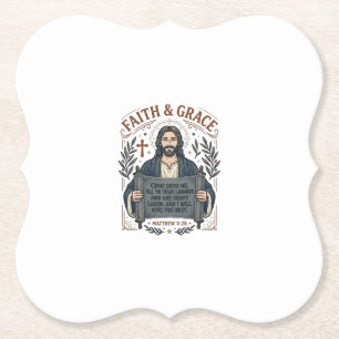 Jesus Cross Stitch Vintage Shirt Christian Graphic Paper Coaster
