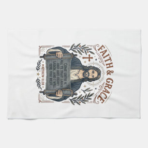 Jesus Cross Stitch Vintage Shirt Christian Graphic Tea Towel