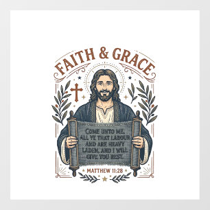 Jesus Cross Stitch Vintage Shirt Christian Graphic Window Cling