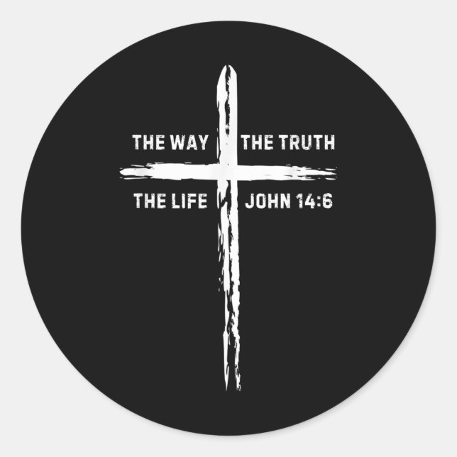 Jesus Cross The Way Truth Life Men Women Kids Chri Classic Round Sticker (Front)