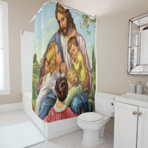 Jesus cross white showercurtain shower curtain
