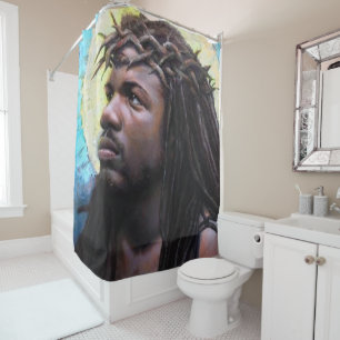 Jesus cross white showercurtain shower curtain