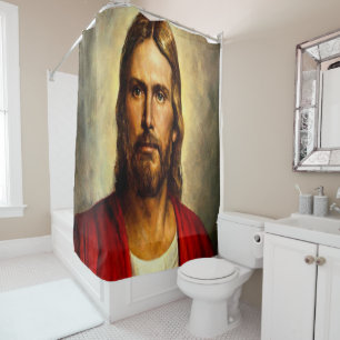 Jesus cross white showercurtain shower curtain
