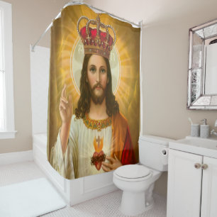 Jesus cross white showercurtain shower curtain