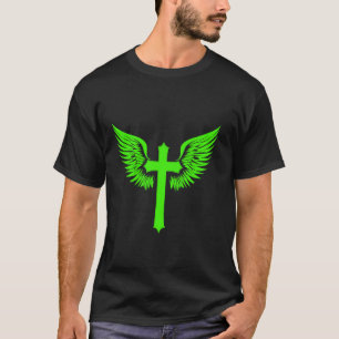 Jesus Cross with Angel Wings Christian Graphic Gre T-Shirt