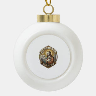 Jesus Crossing Arms Internet Troll Face Emoji Humo Ceramic Ball Christmas Ornament