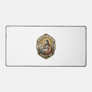 Jesus Crossing Arms Internet Troll Face Emoji Humo Desk Mat