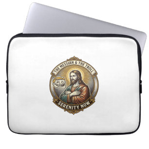 Jesus Crossing Arms Internet Troll Face Emoji Humo Laptop Sleeve