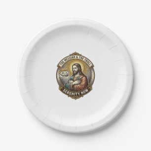 Jesus Crossing Arms Internet Troll Face Emoji Humo Paper Plate