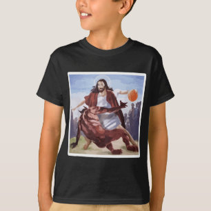 Jesus Crossing Up Satan Basketball T-Shirt