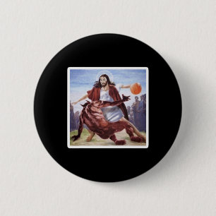 Jesus Crossing Up Satan Bysketbyll  6 Cm Round Badge