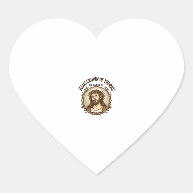 Jesus Crown Of Thorns Botanical Jesus Crown Thorns Heart Sticker (Front)