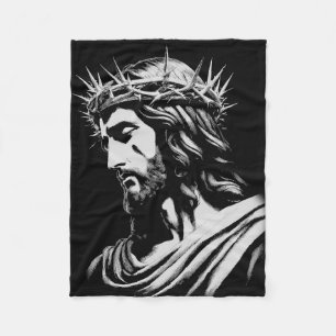 Jesus Crown of Thorns Christian Fleece Blanket