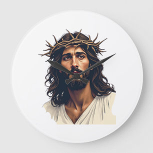 Jesus Crown of Thorns Vintage Engraving Shirt (1) Large Clock
