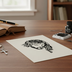 Jesus Crown of Thorns Wood Art  Rubber Stamp